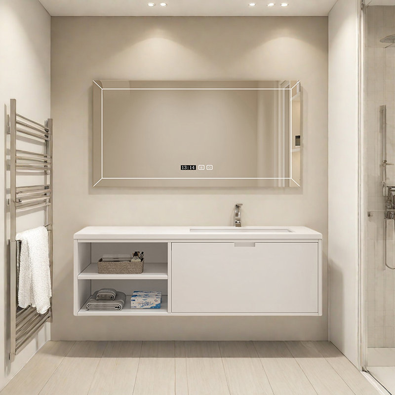 Armoire de salle de bain simple et moderne, Blanc, 51"
