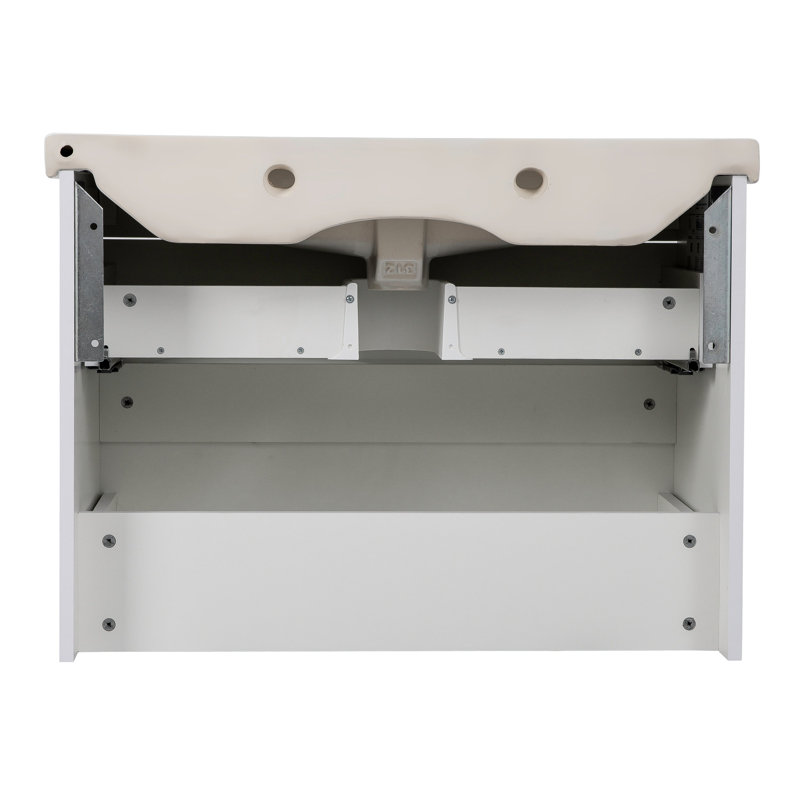 Kinsee 25.6'' Single Bathroom Vanity with Ceramic Top with Mirror