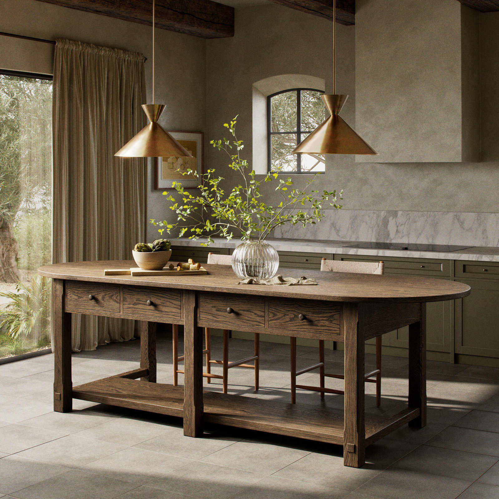 Elise Kitchen Island, Spiced Oak