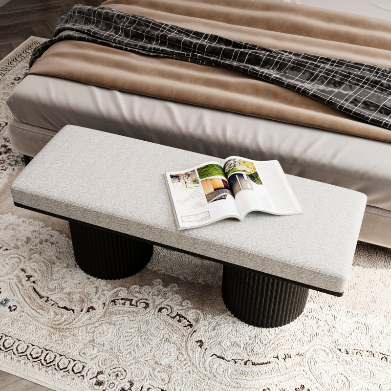 Banc rembourré Boucle avec pieds épais, Noir, noir, noir, noir
