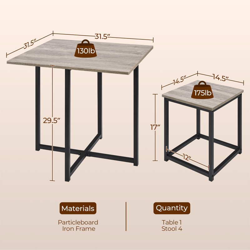 Ensemble repas pour 4 personnes Fawaz, gris, Gris