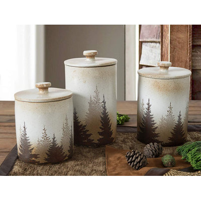 Ensemble de 3 pots en céramique Clearwater Pines Pines Southwestern Rustic Lodge