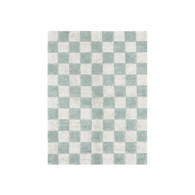 Little Chefs Rectangle Gingham Handmade Cotton Rug