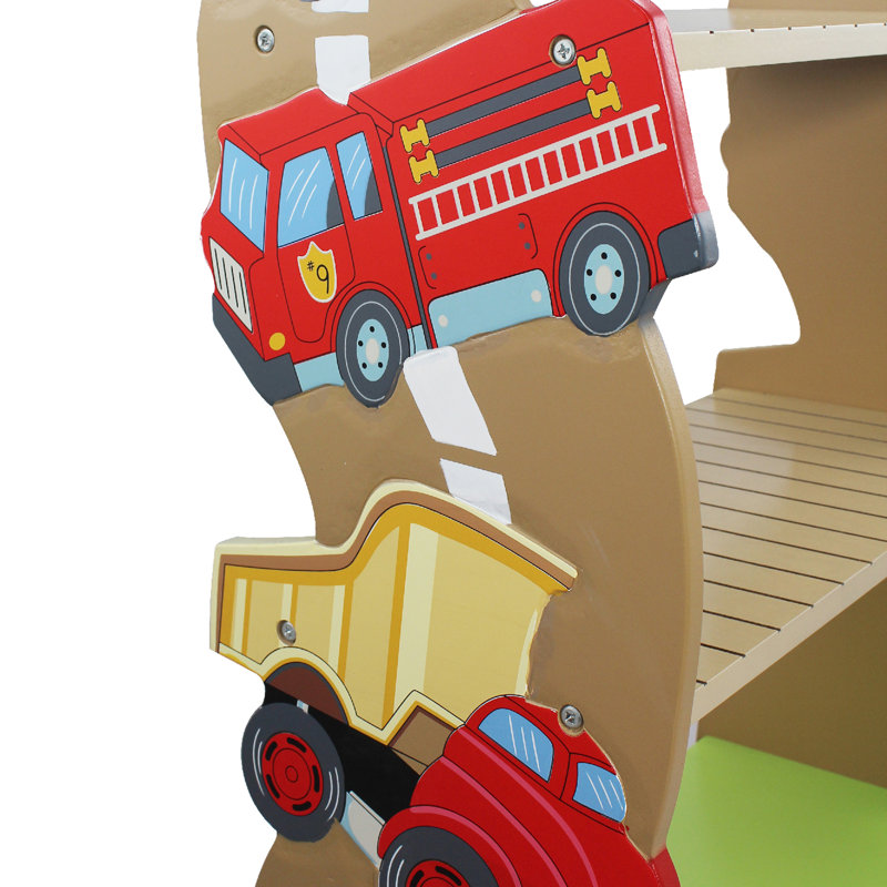 Colorful Transportation Theme Kids Wooden Bookshelf with Drawer