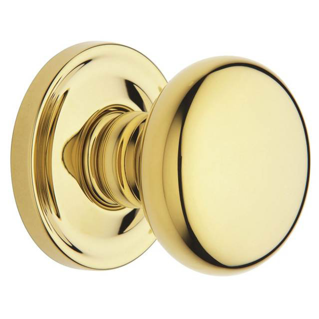 Estate Classic Single Dummy Door Knob with Round Rosette, Lifetime (PVD) Polished Brass