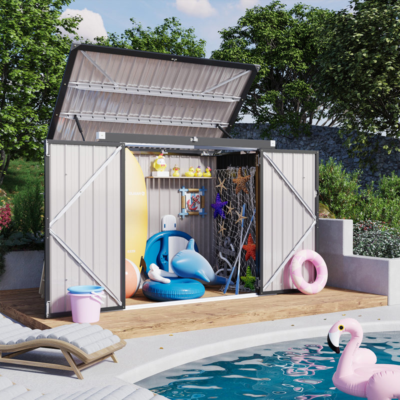 5.7 Ft. W X 3 Ft. D Galvanized Steel Horizontal Garage Shed