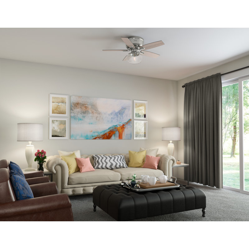 Brushed Nickel 44" Ceiling Fan with Remote and LED Light