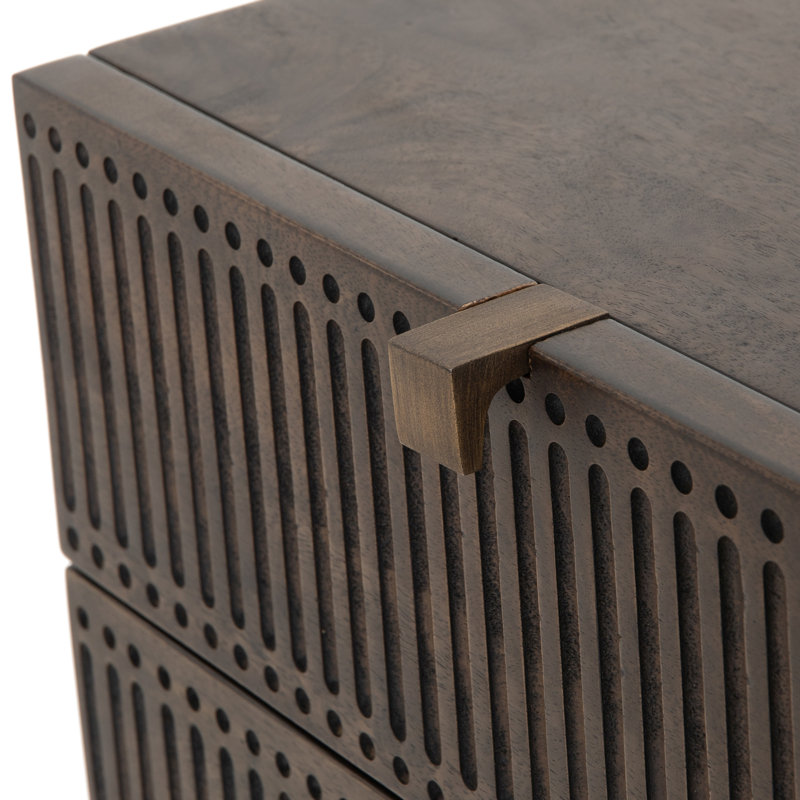 Kelby Vertical Filing Cabinet, Carved Vintage Brown