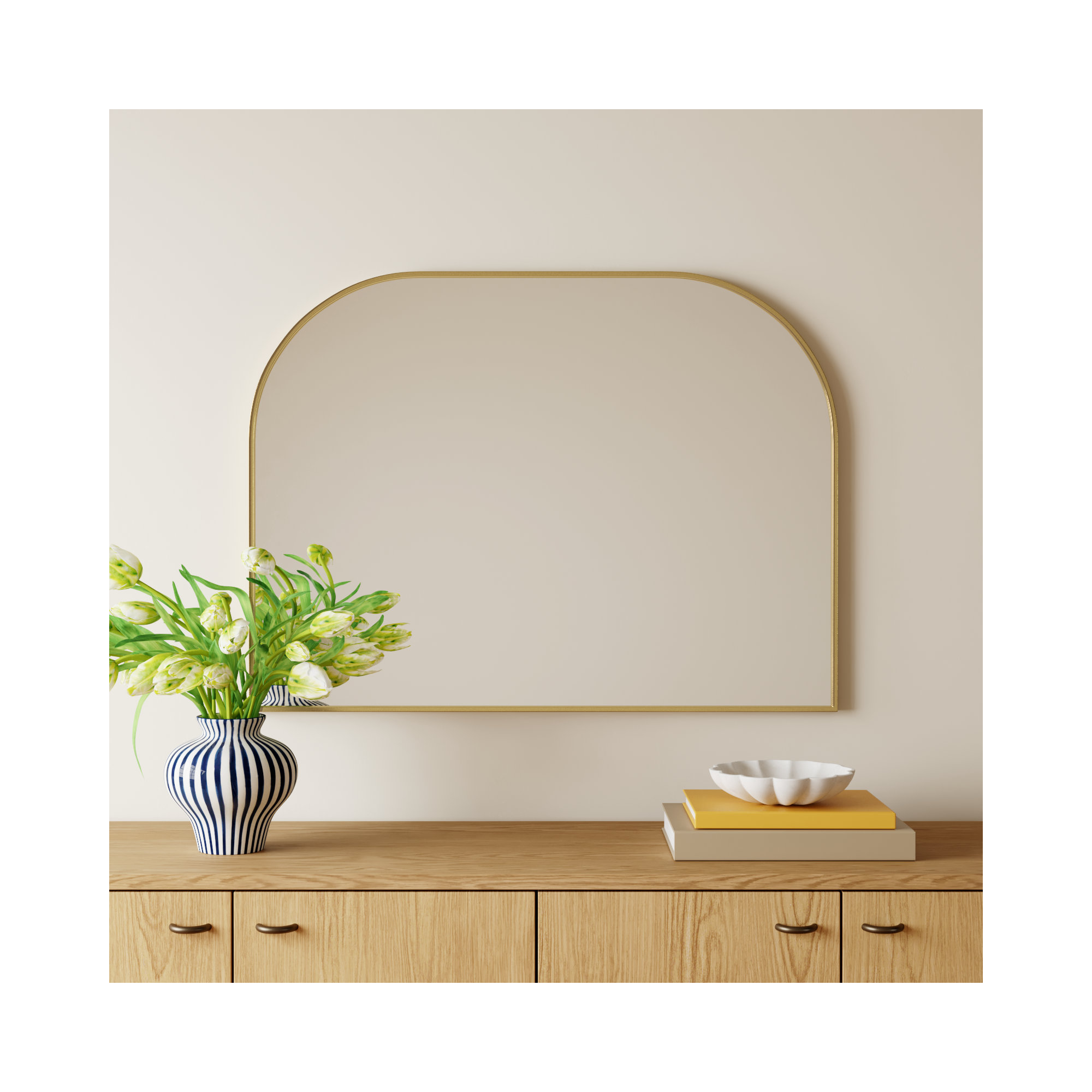 Sabine Metal Wide Arch Wall Mirror, 30" x 40", Brass