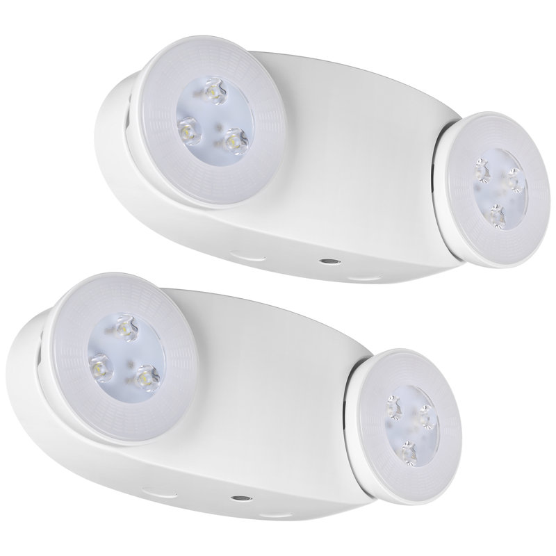Lumière de secours à DEL haute luminosité, éclairage de secours rotatif à deux têtes avec pile de secours, blanc, Blanc