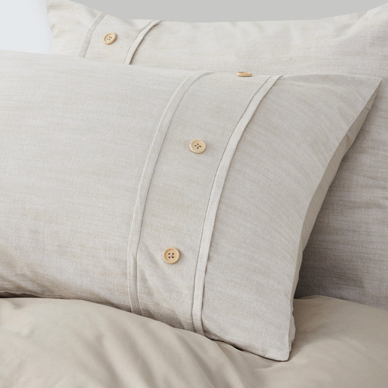Housse d'édredon pour lit très grand / très grand en coton biologique - naturel, surdimensionné avec insert et literie 5 pièces très grand, traitement
