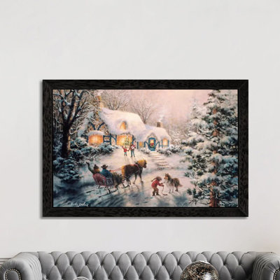 Christmas Visit by Nicky Boehme - Floater Frame Painting on Canvas