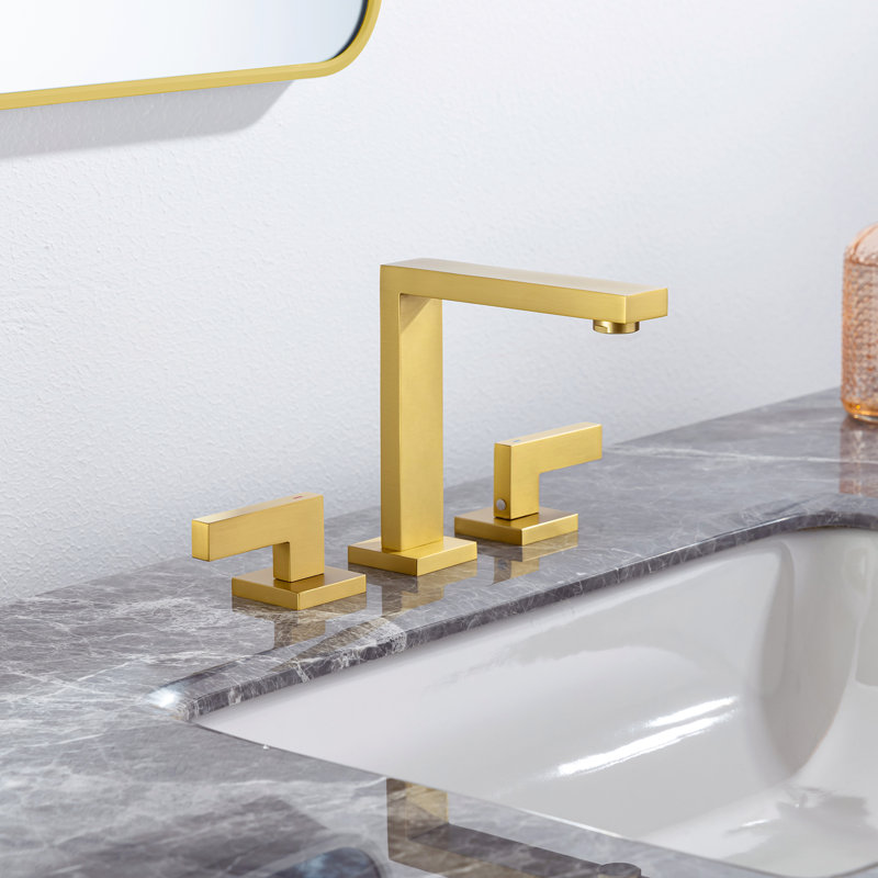 Robinet de salle de bain carré avec drain, Or brossé
