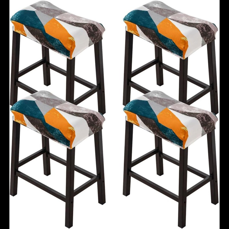 Bar Stool Cover Rectangle Set Of 4 Printed Stretch Counter Height Bar Stools Slipcovers Saddle Stool Slipcover Bench Seat Protector Backless Bar Stools Covers For Kitchen Counter