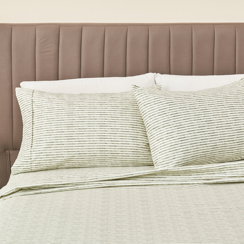 Ultra Soft Lodge Printed Microfiber Sheet Set, King, Stripe Green