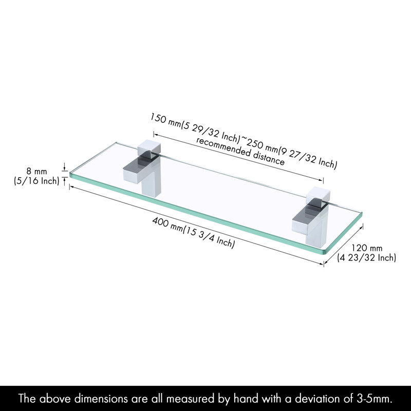 Tablette de salle de bain Keyshia, Chrome poli, H 3,5 po x l 15,75 po x P 4,72 po