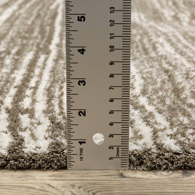 Delfine Distressed Stripe Brown/ Ivory Area Rug, Rectangle 5'3" x 7'7"