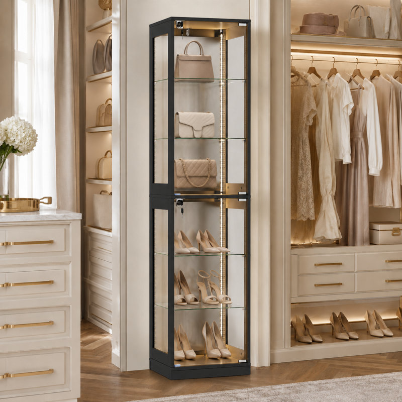 Armoire H 66,1 po avec porte vitrée et lumière DEL