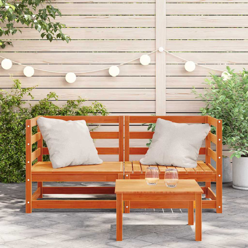 Brayden Studio Garden Sofas Corner 2 Pcs 70X70x67 Cm Solid Wood, Brown Pine