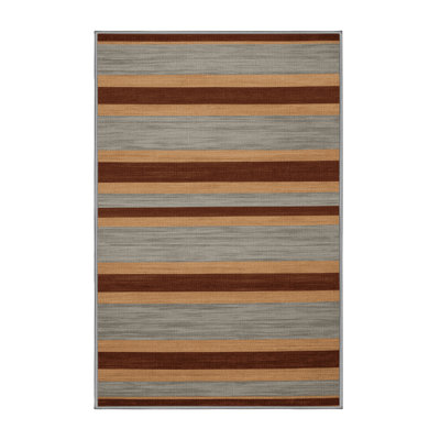  Tapis lavable rayé gris clair caramel
