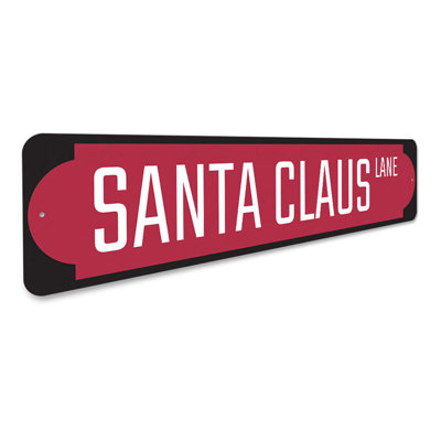 Panneau rouge en aluminium sur mesure "Santa Claus Lane"