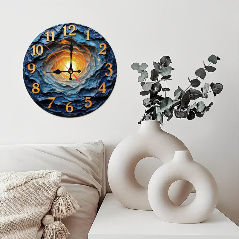 Horloge chiffres dorés vortex