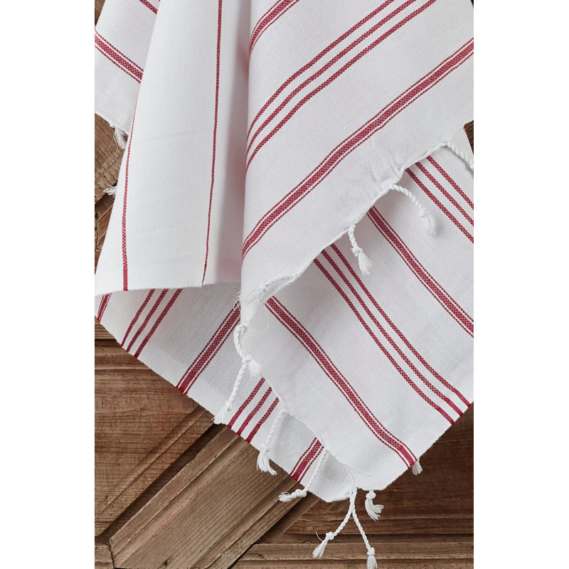 Débarbouillette 100% coton, Rouge / blanc