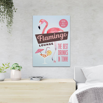 Flamingo And Juice - The Best Drinks In Town - 1 Piece Rectangle Graphic Art Print On Wrapped Canvas