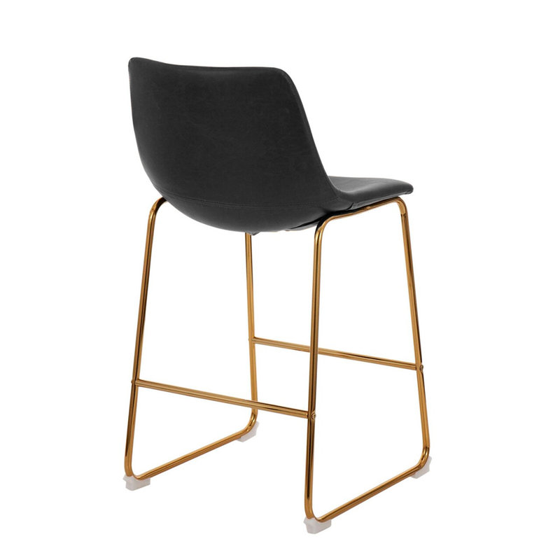 Mauriella Upholstered Counter Stool with Metal Frame, Black