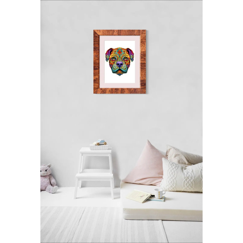 Ornate Paint Design Dog Art Print, 42 cm H x 30 cm W