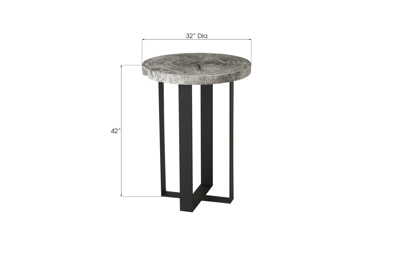 Chuleta Bar Table on Black Metal Base
