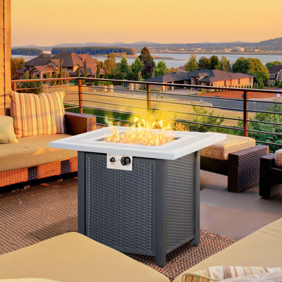 Abrie Round Steel Propane Smokeless Fire Pit Table