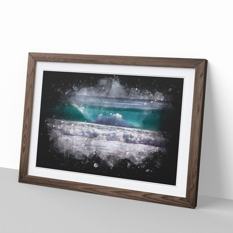Ocean Wave - Picture Frame Painting, Walnut Framed, 65cm H x 90cm W x 2cm D