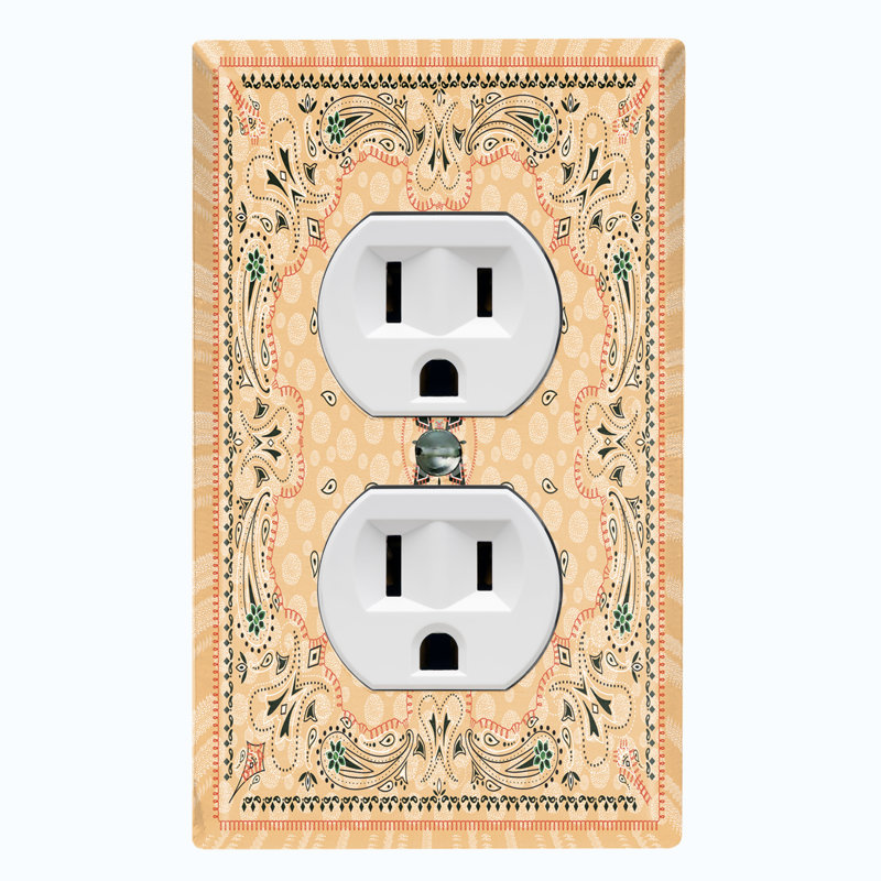 Patterned 1 - Gang Toggle Light Switch Standard Wall Plate, Tan