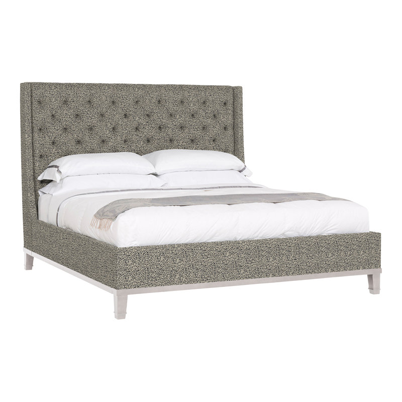 Michael Weiss Upholstered Wingback Bed, Dove Gray, Navada Mushroom