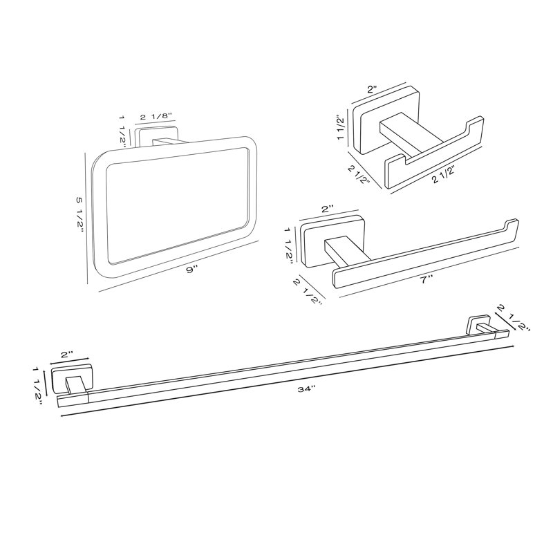 4 - Piece Bathroom Hardware Set, Chrome