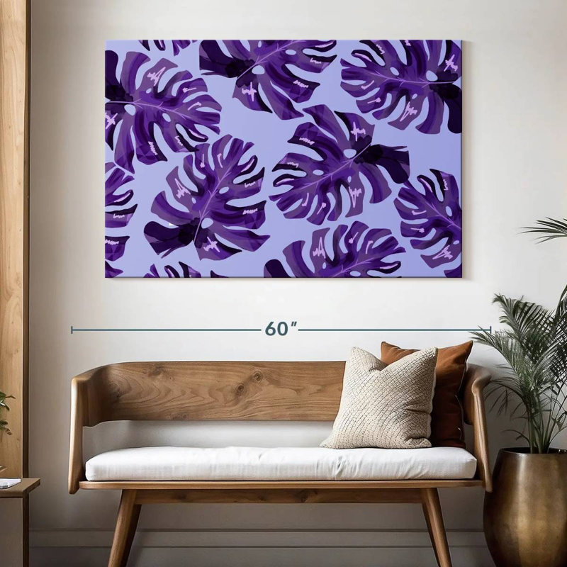 Harnek mauve à feuilles de Monstera, H 34 po x l 51 po