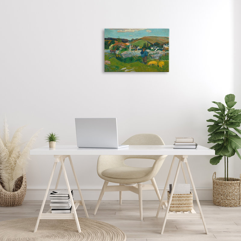 Art mural classique sur toile Swineherd par Gauguin par one1000paintings, H 16 po x l 24 po
