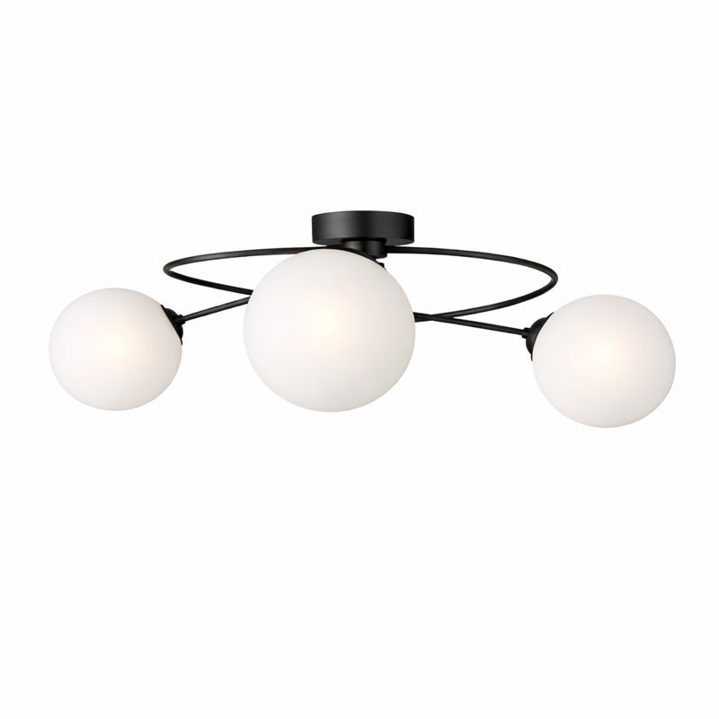 Glass Semi Flush Mount, Frosted, White, 3 Lights