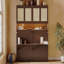 Lit escamotable simple avec armoire supérieure, lit pliable peu encombrant avec lumière et USB, espresso