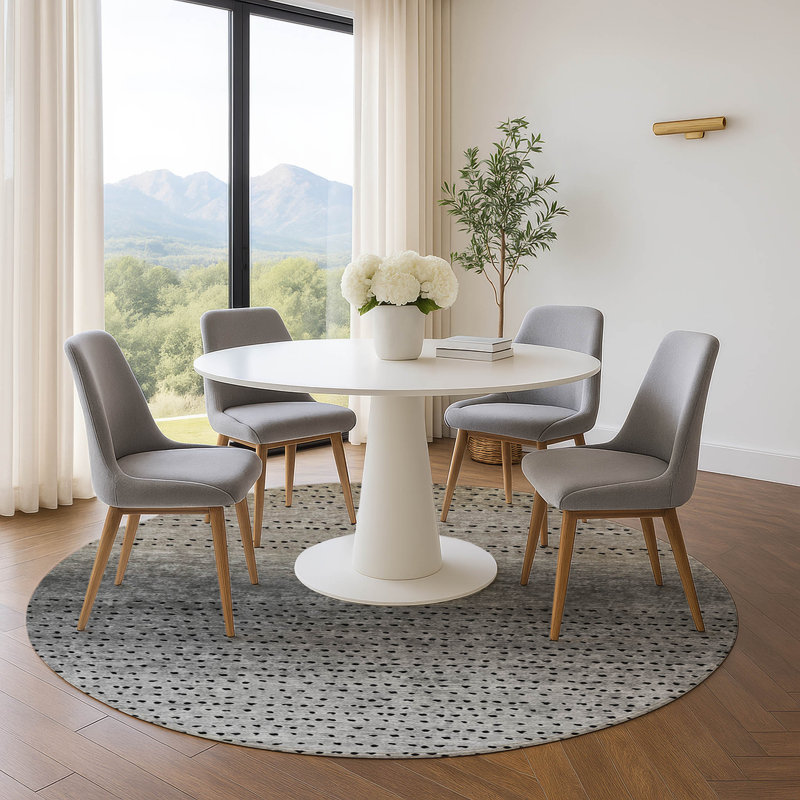 Premium Machine Washable Ansley Abstract Rug, Round 8'