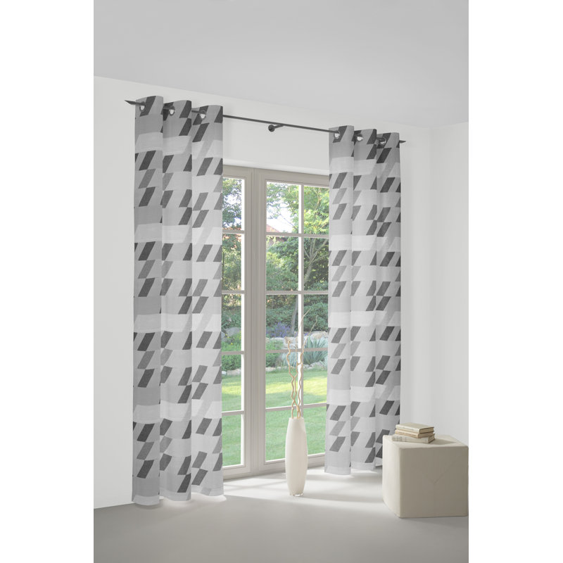 Lopez Eyelet Room Darkening Single Curtain, Light grey/Grey/Black, 132cm Width x 245cm Drop