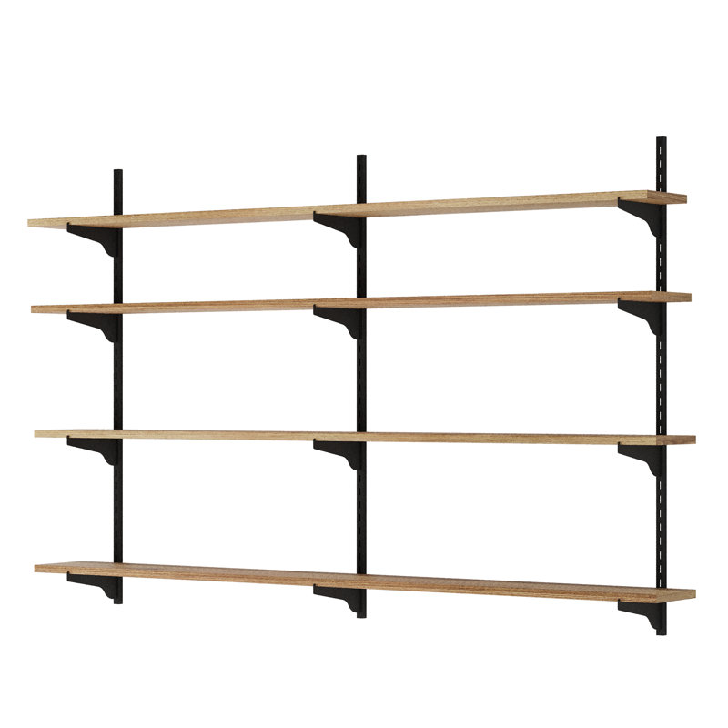 Bibliothèque flottante 54 "x 6" avec support réglable, tablette en bois pour l'organisation à la maison, tablette rustique pour le salon et le bureau personnel, tablette suspendue, murale, 4 niveaux, brûlée