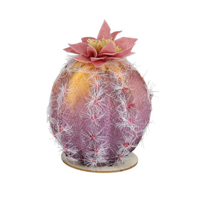 Cactus à fleurs artificielles roses et jaunes 4,5 po avec base
