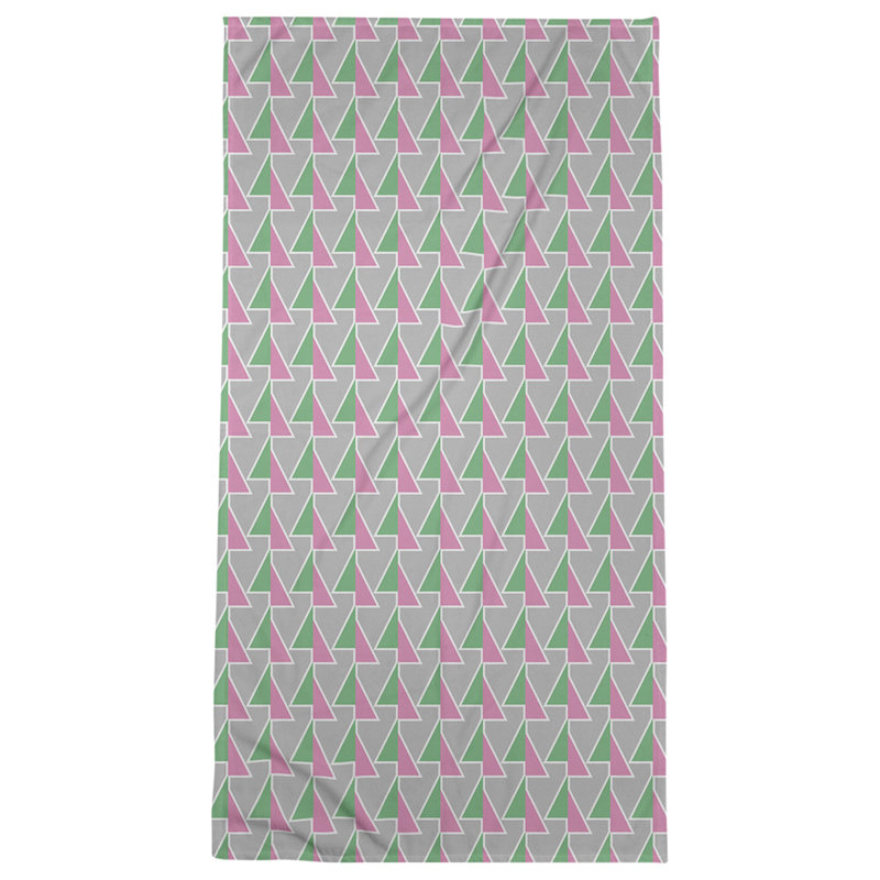 Serviette de plage à flèches changeées, Vert / Rose / Gris