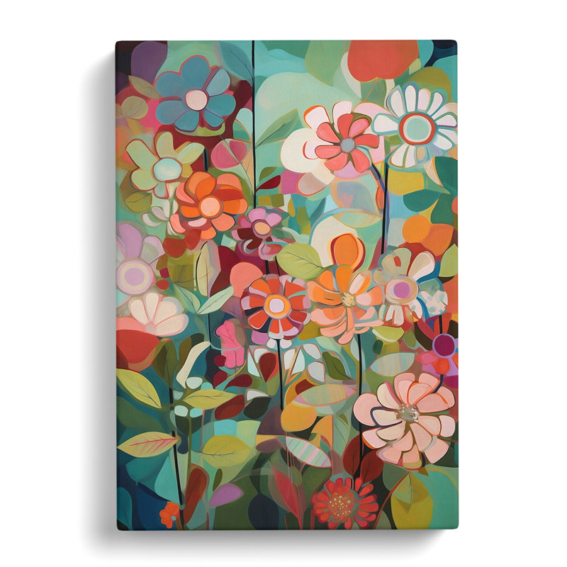 Gesele Floral Flowers Retro Vol.11 - Wrapped Canvas Print, 50cm H x 35cm W x 3cm D