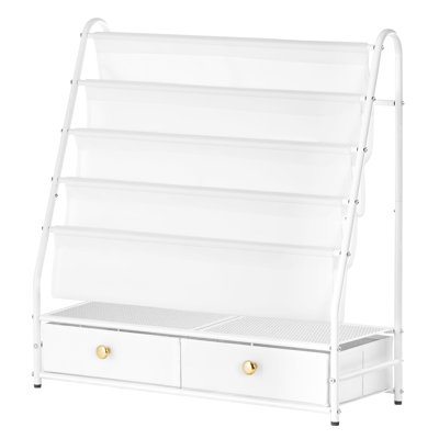 Kids Bookshelf 4-tier Toddler Bookshelf With 2 Fabric Drawers Metal Kids Bookshelf And Toy Storage