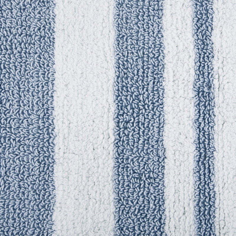 Blue and White Cotton Reversible Bath Rug