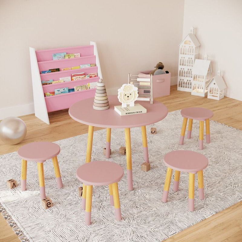 Pershing 60cm Writing Desk Chair Set, Pink
