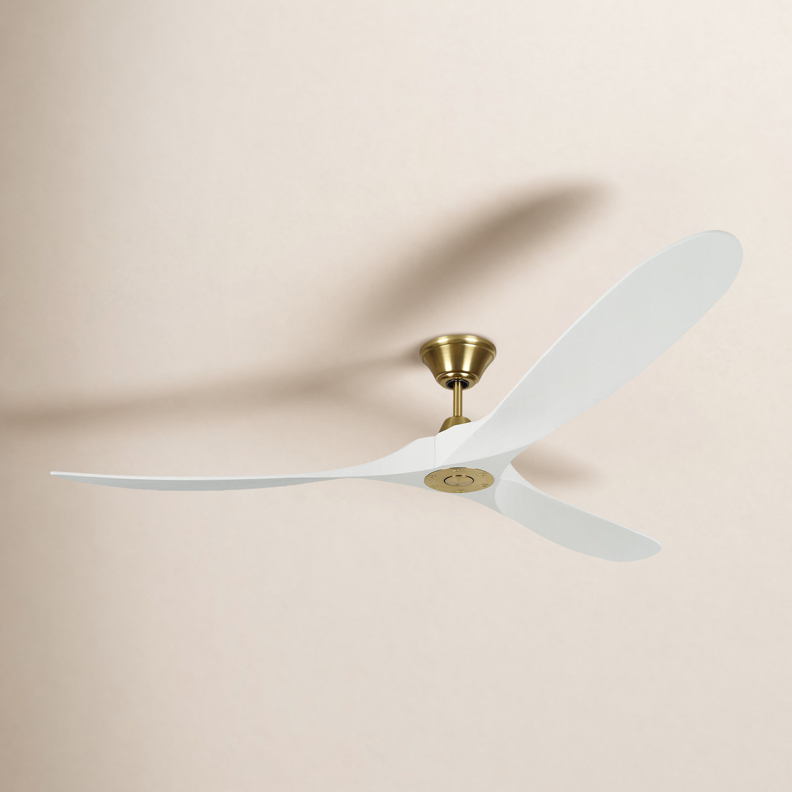 Obsidian Ceiling Fan, Burnished Brass with White Blades, 52"
